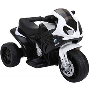 HOMCOM Moto Elettrica per Bambini Max. 20kg con Licenza BMW, 3 Ruote, Batteria Ricaricabile 6V, Bianca Nera, 66x37x44cm