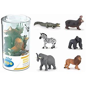 Papo Animals 33020-Mini Set 1, PVC, Colore Mini Tubo Animali Selvaggi, 33020