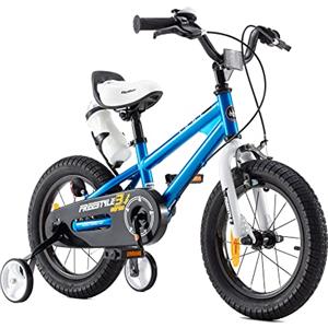 Royal Baby Bicicletas Infantiles niña niño Freestyle BMX Ruedas auxiliares Bicicleta para niños 14 Pulgadas Azul