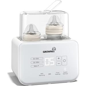 GROWNSY Scaldabaschette per bambini, sterilizzatore per biberon 8 in 1Fast riscaldamento e sbrinamento, senza BPA, con display LCD (Biancocrema)