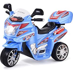 COSTWAY Moto Cavalcabile per Bambini, Moto Elettrica Giocattolo con Musica Incorporata, Moto a 3 Ruote con Caricabatteria Perfetta per Bambini, 82 x 36 x 52,5 cm (Blu)