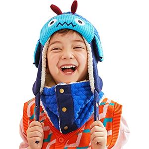 PHOGARY Set di sciarpa per bambini cappello caldo caldo caldo sciarpa 3D copertura del viso cappello invernale cappello scaldacollo per bambino (blu), blu, M