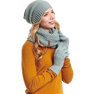 Hilltop Set combinato invernale in sciarpa invernale, berretto e guanti coordinati, 3 pezzi., Pietra blu, Taglia unica