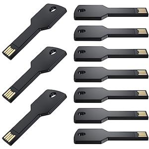 Uflatek 4GB Chiavette USB Forma Chiave 10 Pezzi Uflatek USB 2.0 Pen Drive Pennetta USB Nero Chiavetta USB Creativa Impermeabile Chiave USB Dati Esterna per Regalo