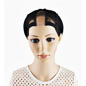 Lurrose - Cappellino per parrucca Cappuccio per parrucca regolabile in pizzo a forma di U per parrucche Fare e intrecciare i capelli (nero)