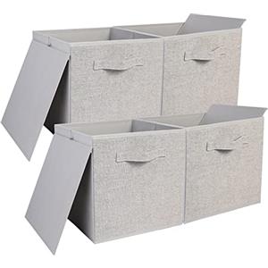 AYVANBER 4 scatole portaoggetti in tessuto pieghevole con manici organizer per giocattoli vestiti prodotti per ufficio cameretta cassettiere cassettiere armadietto casa armadio
