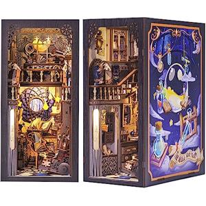 Fsolis DIY Book Nook,Casa delle Bambole con Copertura Antipolvere,Miniatura Diorama Book Nook Kit con Luce LED,3D Modellazione in Legno(The Nebula Rest Room)