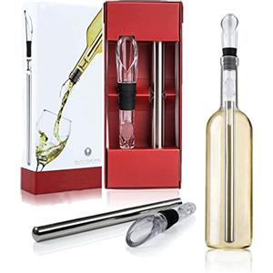 UV STYLISH Bacchetta refrigerante per vino in acciaio inox con beccuccio, set di accessori per il vino di alta qualità, per gli amanti del vino, asta con decanter, accessori per bevitori di vino - idea regalo