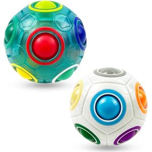 EACHHAHA Magic Rainbow Ball Pallone Arcobaleno Set di 2 Puzzle 3D Riempitivo per Calza di Natale, Giochi di Intrattenimento per Bambini e Giocattoli di Decompressione per Adulti (Bianco + Blu)