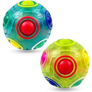 EACHHAHA Magic Rainbow Ball Pallone Arcobaleno Set di 2 Puzzle 3D Riempitivo per Calza di Natale, Giochi di Intrattenimento per Bambini e Giocattoli di Decompressione per Adulti (Blu + Verde)