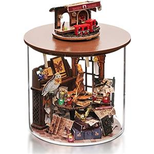 Cuteefun Miniature Casa delle Bambole, Fai da Te in Legno Dream Bottle Kit con la Copertura Antipolvere, Artigianato Artigianale per Adulti 1:100, Regalo, Chirstmas (Magia del Tempo)