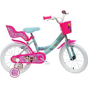 Denver LOL - Bicicletta per Bambini, 2 Freni, Rosa-Celeste, misura 16