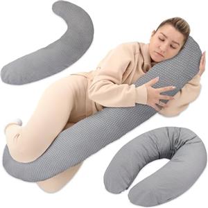 Totsy Baby Cuscino per allattamento xxl cuscino per dormire laterale - Cotone Cuscino per gravidanza Cuscino per posizionamento per adulti Puntini su grigio