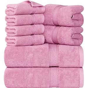 Utopia Towels, Set Di Asciugamani Da 8 pezzi, 2 Asciugamani Da Bagno, 2 Asciugamani a Mano e 4 Panni Da Lavare, Altamente Assorbente Per Bagno, Palestra, Hotel e Spa (Rosa)