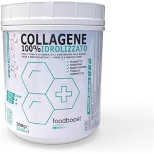 foodboost Collagene in Polvere 300g - pelle elastica, capelli, unghie, articolazioni, tessuto connettivo - Neutro, 100% Naturale