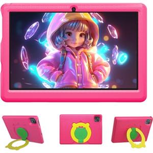 Wqplo Tablet per Bambini Android 12 Tablet Bambini, Quad-Core da 32 GB ROM 2MP+5MP 5000MAH Battery, Controllo dei genitori (pink)