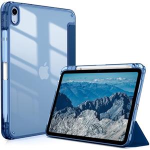 CACOE Custodia Cover Compatibile con iPad 10 generazione 2022, Ultra Sottile Retro Trasparente Cover con Portapenne Compatibile con iPad 10 generazione 2022, Mare Blu
