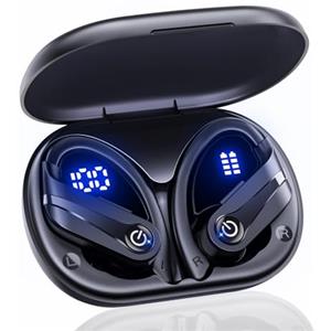 EUQQ Cuffie Bluetooth Sport - Auricolari Bluetooth 5.3 HiFi, Cuffie Wireless In Ear con Riduzione del Rumore, Cuffiette Sportive Impermeabili IPX7, Display LED, Design Ergonomico, Nero