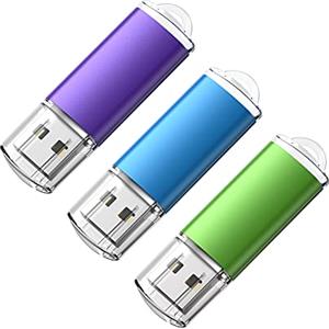 KOOTION 64GB Chiavette USB 2.0 Pendrive Chiavi 3 Pezzi Pennetta Flash Drive Memoria (Blu, Verde, Viola)