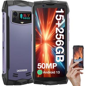 DOOGEE Smini [2024] Rugged Smartphone, 15GB +256GB Telefono Indistruttibile (TF 2TB), 3000mAh Batteria, Android 13 Smartphone Rugged, 50MP Telefono Cellulare, 4.5'' QHD+, IP68/IP69K, NFC/Face ID/GPS