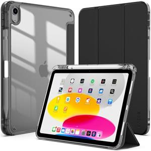 CACOE Custodia Cover Compatibile con iPad 10 generazione 2022, Ultra Sottile Retro Trasparente Cover con Portapenne, Nero