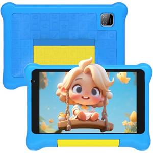 Yicty Tablet per Bambini 7 Pollici Andriod 12 Quad Core 2 GB di RAM 32 GB ROM 128 GB di Estensione Controllo Parentale, con Custodia Antiurto (Blu)