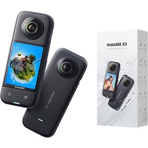 insta360 X3 - Action Cam 360 impermeabile con sensore da 1/2, foto 360 da 72MP, video 360 5.7K, stabilizzazione, touch screen 2,29, vibrazione, editing IA, live streaming, webcam, controllo vocale