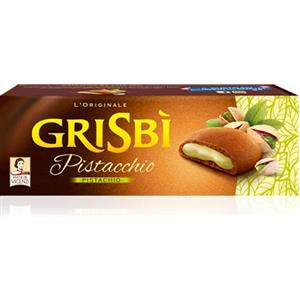 Grisbi Grisbì Crema Pistacchio - Biscotti di Croccante Pasta Frolla, Ripieni di Morbida Crema al Pistacchio, Confezione da 9 Biscotti, 150 gr
