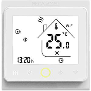 BecaSmart Serie 002 Termostato Smart WiFi per 16A Riscaldamento elettrico LCD Touch Screen di controllo della programmazione intelligente con Assistente vocale Alexa/Google Home Bianco