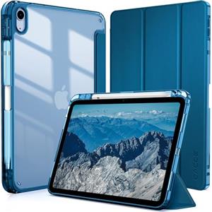 CACOE Custodia Cover Compatibile con iPad 10 generazione 2022, Ultra Sottile Retro Trasparente Cover con Portapenne, Blu Pavone