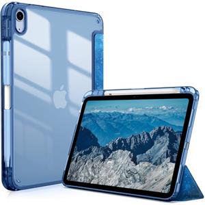 CACOE Custodia Cover Compatibile con iPad 10 generazione 2022, Ultra Sottile Retro Trasparente Cover con Portapenne, Motivo a Stella Blu
