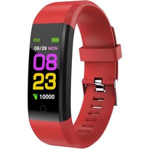 SMART-J Smartwatch Uomo Donna,Orologio Fitness Cardiofrequenzimetro/SpO2/Sonno/Contapassi, Notifiche Smart Watch Activity Tracker per iOS Android con Bluetooth 4.0 Batteria 90mha (Rosso)