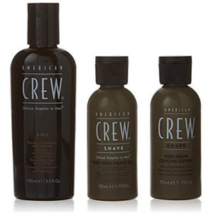 American Crew Classic Grooming Set Da Viaggio Shampoo E Balsamo Per Capelli E Bagnoschiuma E Gel Da Barba E Lozione Idratante After-Shave - 150 ml