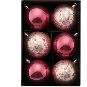 com-four® 6X Christmas Balls - Palline per Albero di Natale in plastica infrangibile per Natale - Addobbi per Albero di Natale Ø 8 cm (06 Pezzo - Rosa/Rosa)