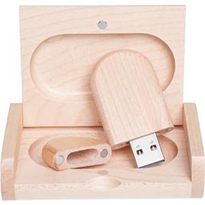 Yaxiny Pendrive chiavetta 2.0 16GB USB Pendrive in legno di acero, con scatola di legno Memoria USB per Laptop PC Desktop, Pennette USB Portatile