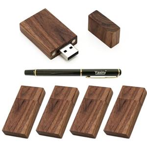 Yaxiny, chiavetta e memoria USB 2.0 e 3.0 in legno di noce, confezione da 5 Wood USB Disk-4 3.0/64GB