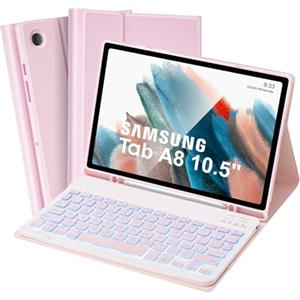 SOPPY Custodia per Tastiera Samsung Galaxy Tab A8, 7 Colori Retroilluminata, Italiano QWERTY, Custodia con Tastiera Rimovibile per Samsung Galaxy Tab A8 10,5