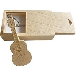 Meiyuexiang Chiavetta USB in legno di acero a forma di chitarra in scatola di legno Maple Wood 3.0/32GB