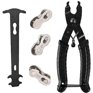 Alicer Kit di riparazione per catena per bicicletta, pinza per lucchetto e catena e 3 paia di catene per biciclette, attrezzi per bici da corsa, mountain bike (nero)
