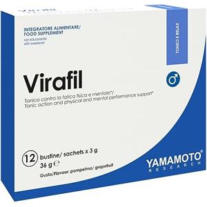 YAMAMOTO RESEARCH Virafil 12 Bustine da 3 gr, Integratore Alimentare per Uomo con L-Citrullina ed Estratti Vegetali, Azione Tonica contro la Stanchezza Fisica e Mentale