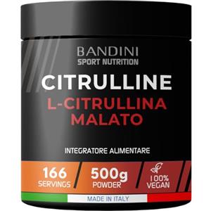 Bandini® L-Citrulline Malate 500g, 3g L-Citrulline Malate per dose giornaliera, formula di citrullina malato in un rapporto 2:1, perfetto per allenamenti ad alta intensità, polvere insapore