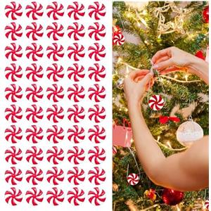 FLAVAS 50 Pezzi Ornamento per Caramelle di Natale, Caramelle di Natale Decorazione,Candy Cane Natale,50 pezzi Decorazioni Natalizie per Albero, Plastica Albero di Natale Candy Cane