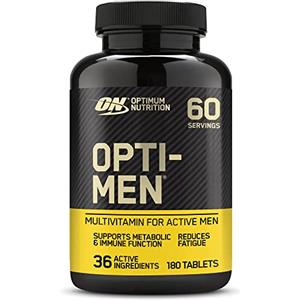 Optimum Nutrition Opti-Men, Integratore Multivitaminico per Uomo con Vitamina D, Vitamina C, Vitamina B6 e Aminoacidi, Non Aromatizzato, 60 Porzioni, 180 Capsule