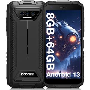 DOOGEE S41T Android 13 Rugged Smartphone, 8GB RAM + 64GB ROM(TF 1TB), 6300mAh, 5.5'' IPS HD+ Display Telefono Indistruttibile, 13MP AI Principale Fotocamere, Dual SIM, Face ID, NFC,GPS, IP68/IP69K