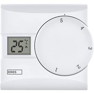 EMOS Termostato digitale per ambienti, termostato manuale a filo per sistemi di riscaldamento e raffreddamento, termostato intelligente TPI, regolatore di temperatura ambiente con rotella, collegato a