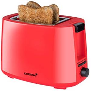Korona 21132 Tostapane | rosso | 2 fette tostapane | 750 Watt | con attacco per il pane e un'impostazione per scongelare e riscaldare
