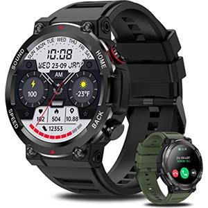 Erkwei Smartwatch Uomo Orologio Chiamate Bluetooth e Notifiche Messaggi Whatsapp, Smart Watch con Sonno, Cardiofrequenzimetro, SpO2, Tracker di attività con Contapassi Compatibile per iPhone Android