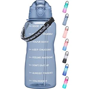 MEITAGIE - Borraccia da 2,2 litri, con cannuccia, borraccia sportiva con marcature del tempo, priva di BPA, ideale per escursioni, fitness e sport all'aria aperta