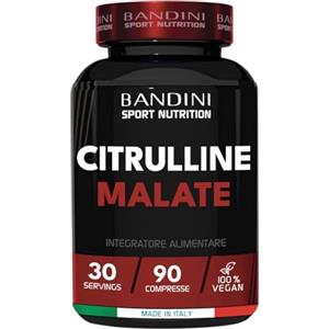 Bandini® CITRULLINE MALATE 90 Compresse 3000 mg per Dose Giornaliera - Dosaggio Extra-Elevato (Copertura 1 mese) - L-Citrullina da fermentazione 100% Vegan - Citrullina per Atleti e Culturisti