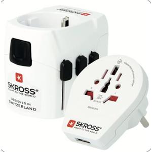 SKROSS | 1.302555 | PRO Light 3X USB | Adattatore Universale da Viaggio 2 e 3 Poli - Potenza fino a 1575 W - 3 USB 4,8 A. Protezione Anti Scossa